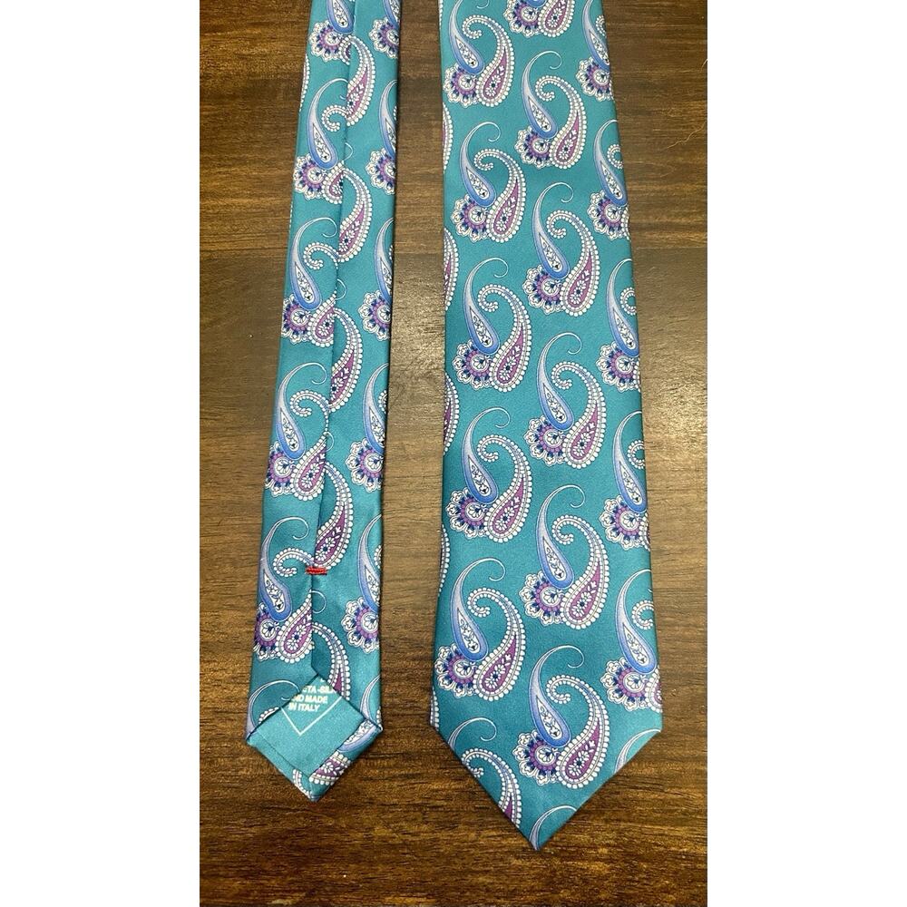 Gorgeous BRIONI Men’s Tie Made In Italy Recent Teal Blue Purple No Flaws